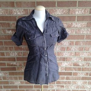 BKE Studded Bling Back Grey Top Size Small